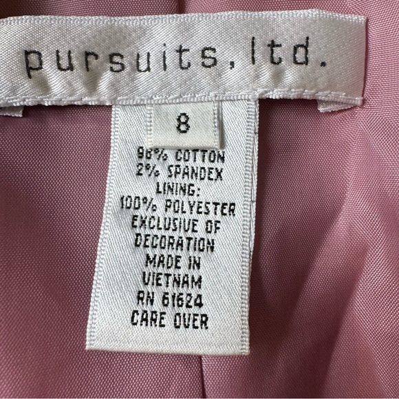 Pursuits Ltd. Women’s Pink Velvet Blazer with Jeweled Button Size 8 - Picture 5 of 6